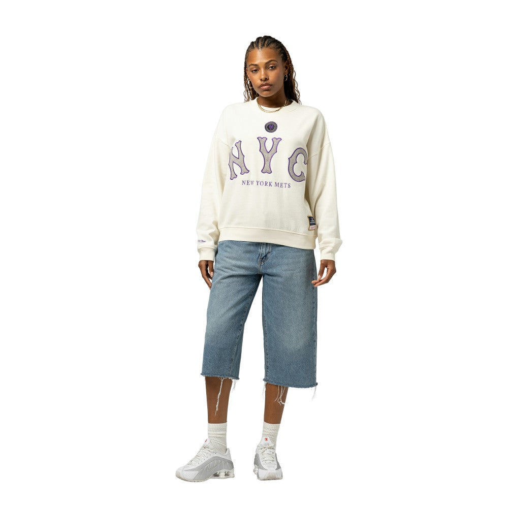 New York Mets Mitchell & Ness Women's Premium Oversized Crewneck Sweatshirt - MLB Sweatshirts