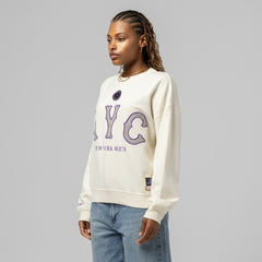 New York Mets Mitchell & Ness Women's Premium Oversized Crewneck Sweatshirt - MLB Sweatshirts