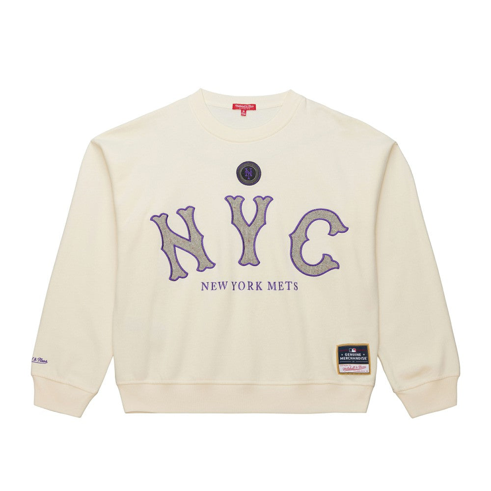 New York Mets Mitchell & Ness Women's Premium Oversized Crewneck Sweatshirt - MLB Sweatshirts