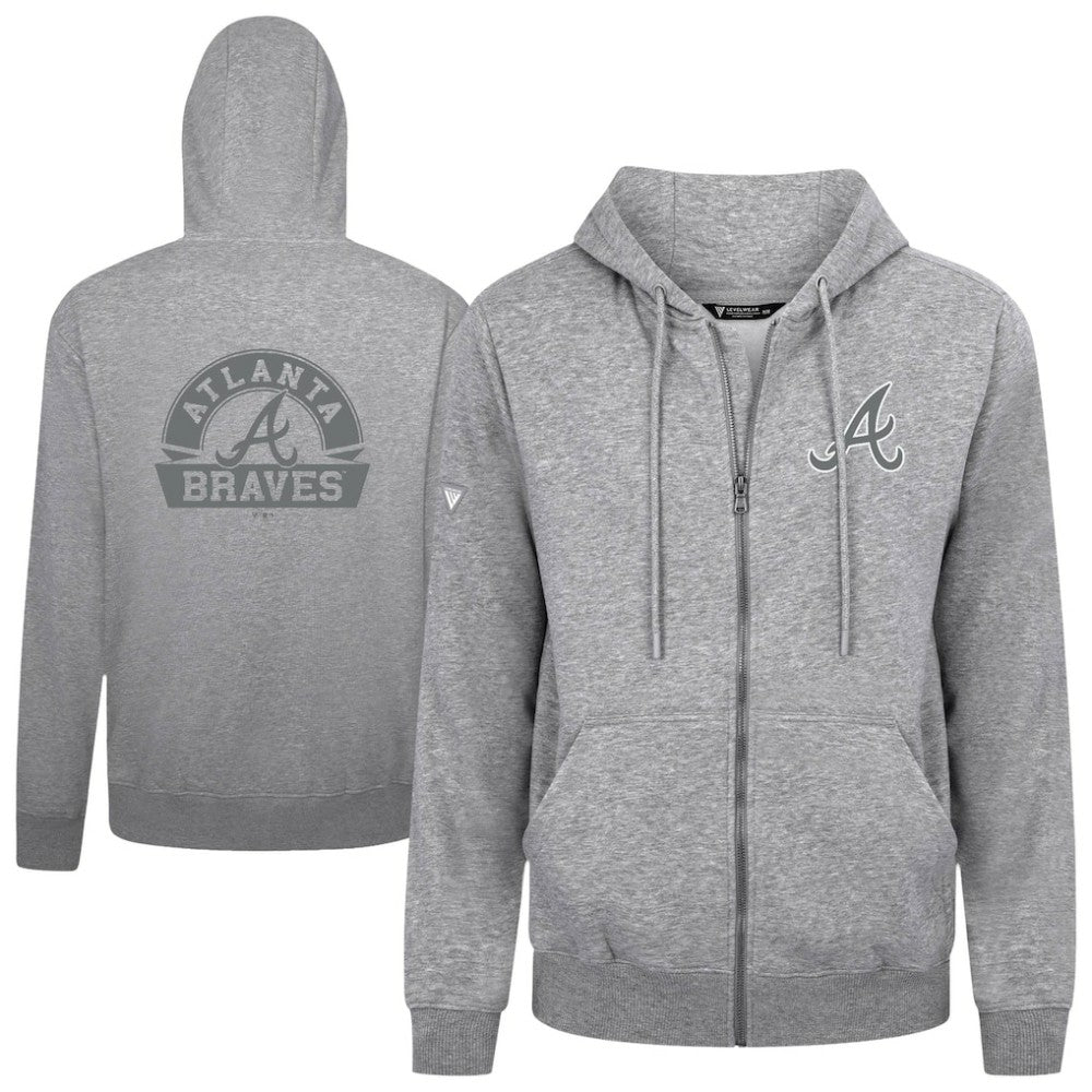 Atlanta Braves Levelwear Podium Chenille Logo Full-Zip Hoodie - MLB Hoodies