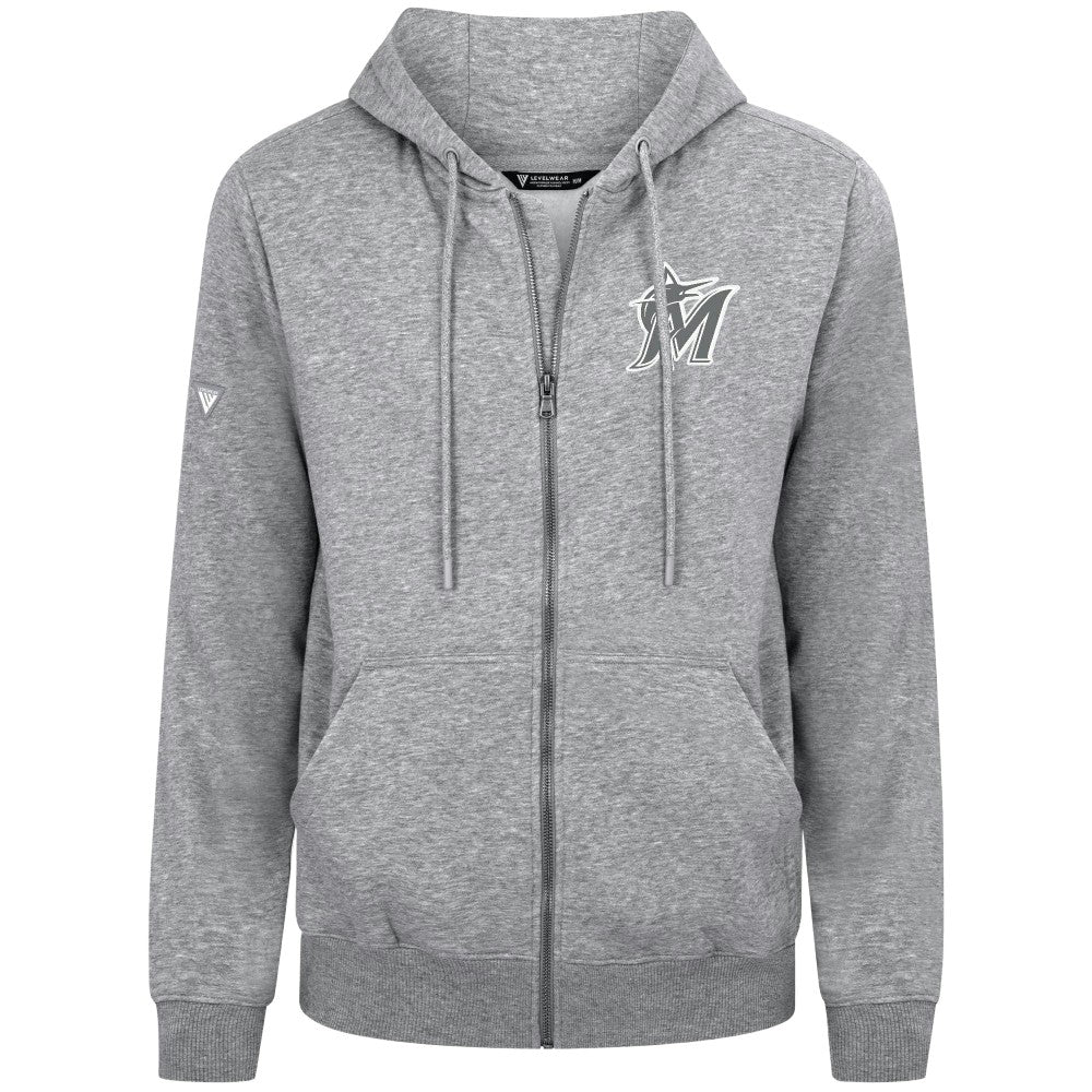 Miami Marlins Levelwear Podium Chenille Logo Full-Zip Hoodie - MLB Hoodies
