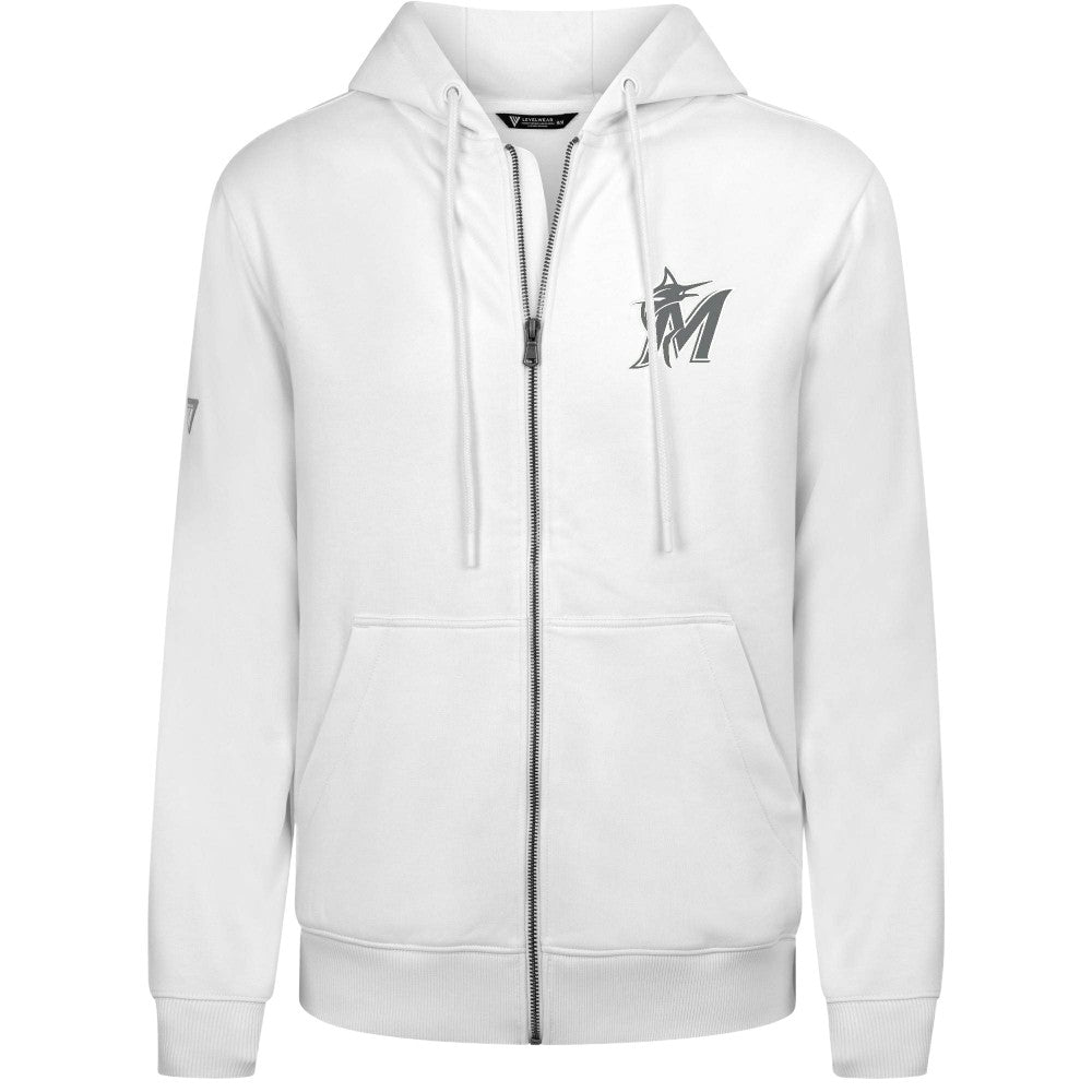 Miami Marlins Levelwear Podium Chenille Logo Full-Zip Hoodie - MLB Hoodies
