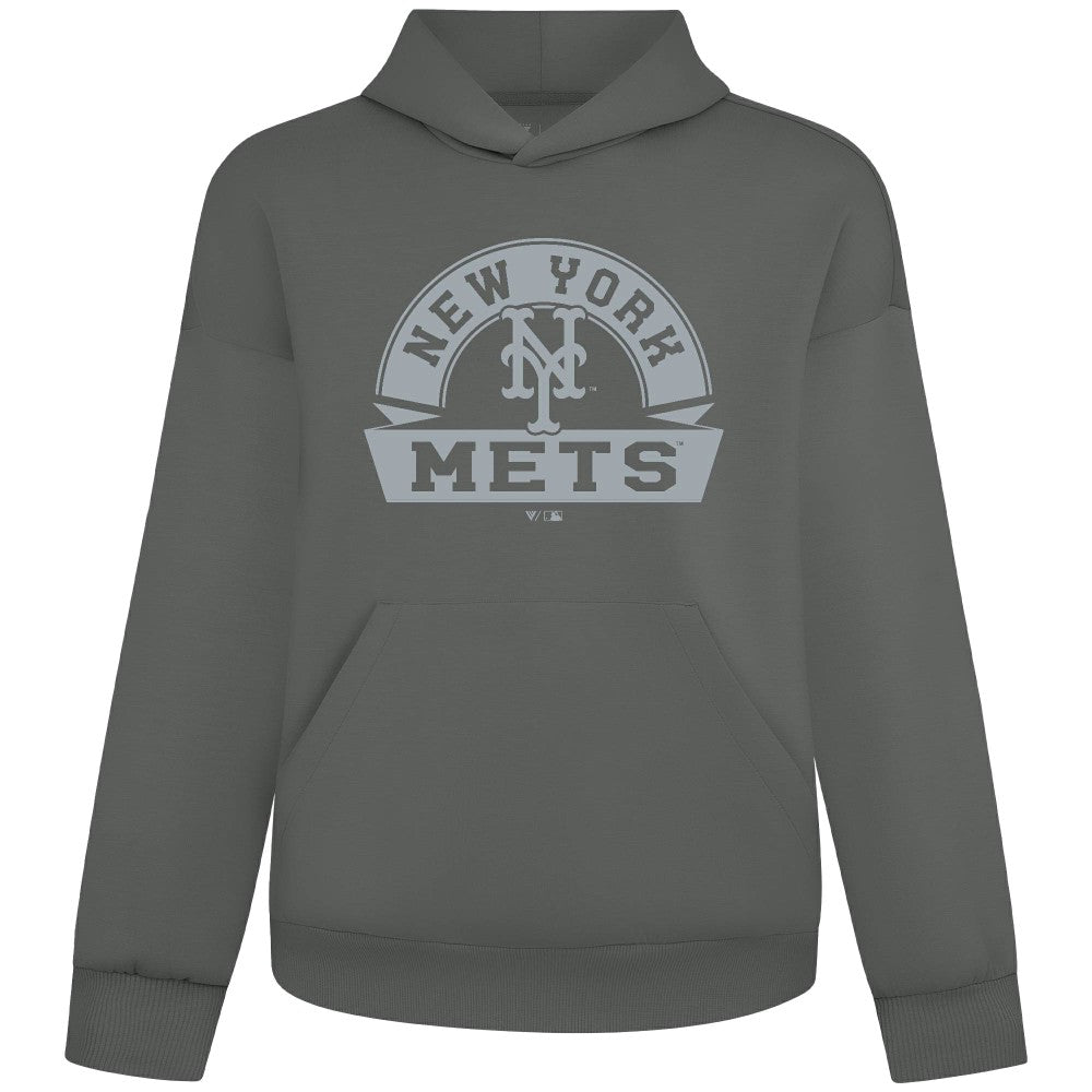New York Mets Levelwear Luxe Signature Banner Arch Tri-Blend Hoodie - MLB Hoodies