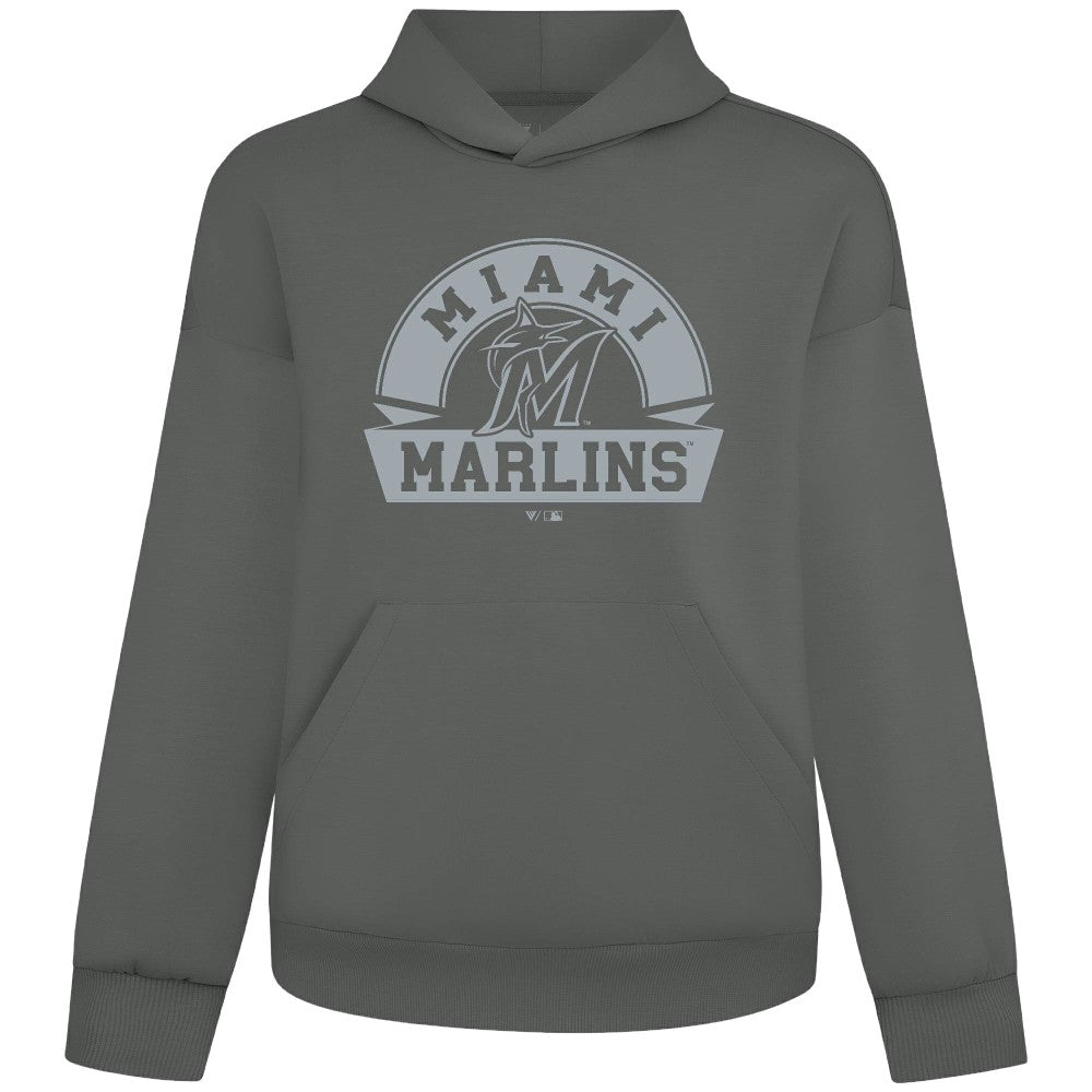 Miami Marlins Levelwear Luxe Signature Banner Arch Tri-Blend Hoodie - MLB Hoodies