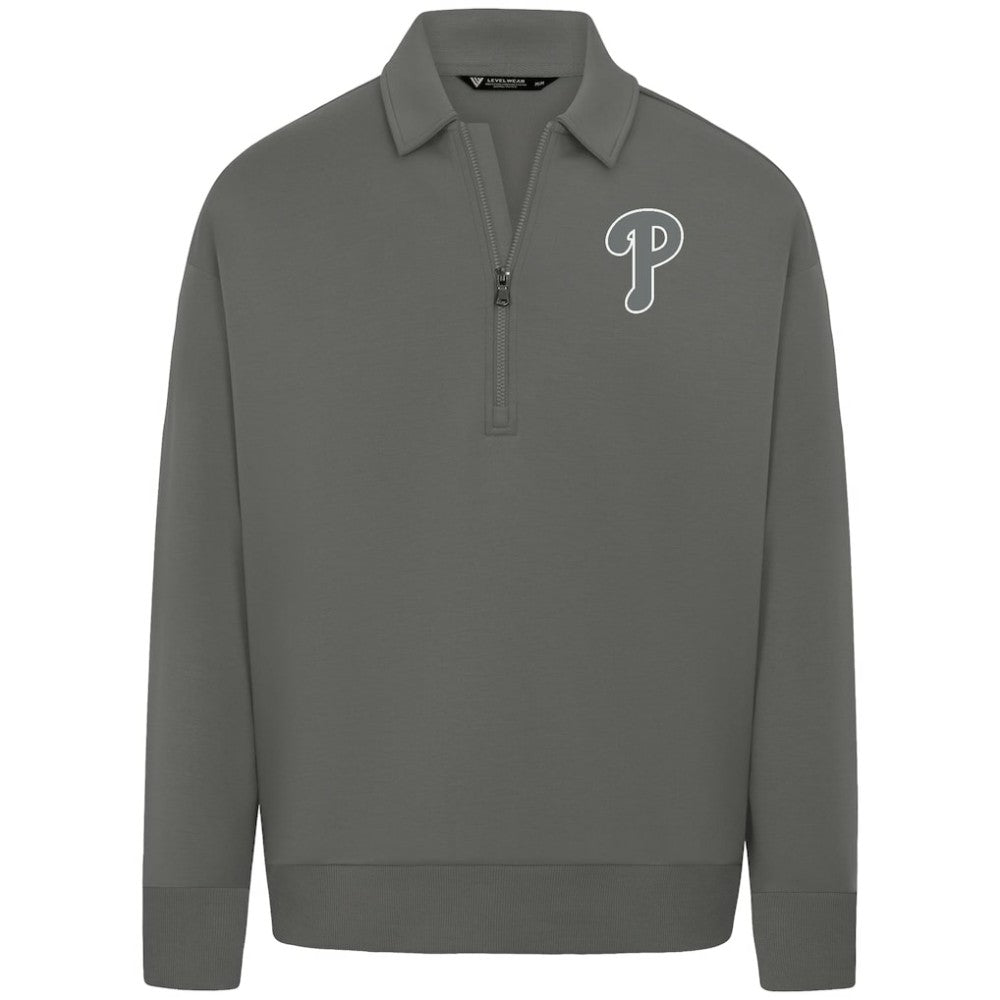 Philadelphia Phillies Levelwear Luxe Signature Quarter-Zip Chenille Logo Tri-Blend Sweatshirt - MLB Sweatshirts