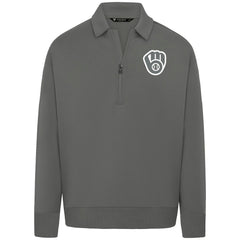 Milwaukee Brewers Levelwear Luxe Signature Quarter-Zip Chenille Logo Tri-Blend Sweatshirt - MLB Sweatshirts