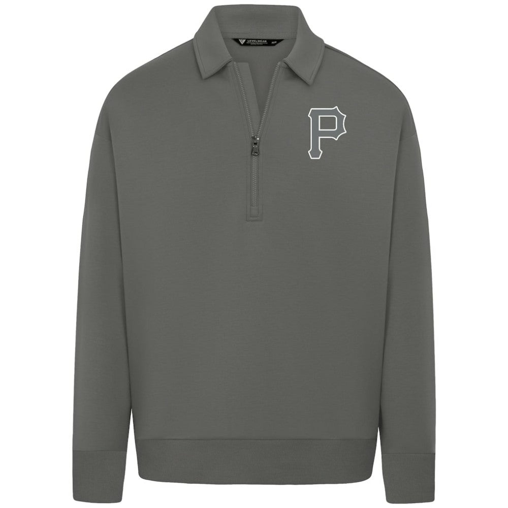 Pittsburgh Pirates Levelwear Luxe Signature Quarter-Zip Chenille Logo Tri-Blend Sweatshirt - MLB Sweatshirts
