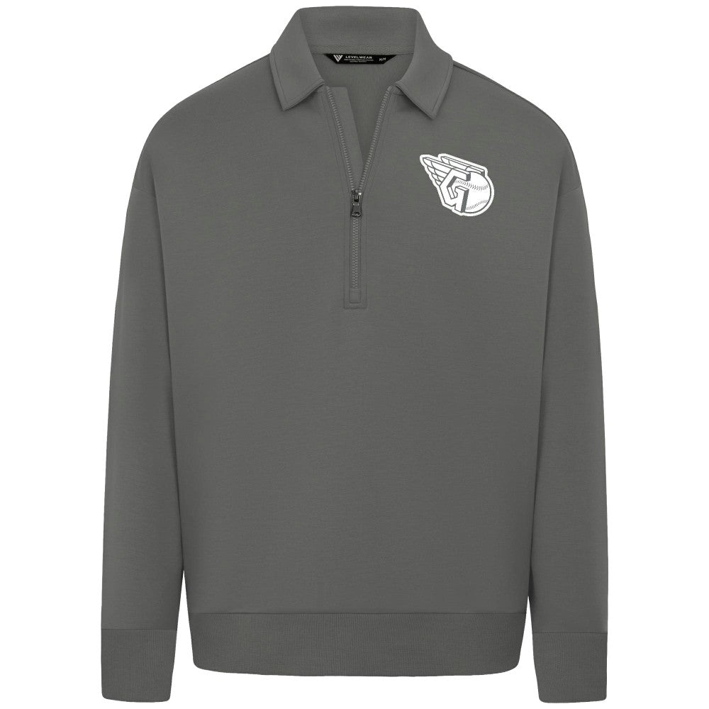 Cleveland Guardians Levelwear Luxe Signature Quarter-Zip Chenille Logo Tri-Blend Sweatshirt - MLB Sweatshirts