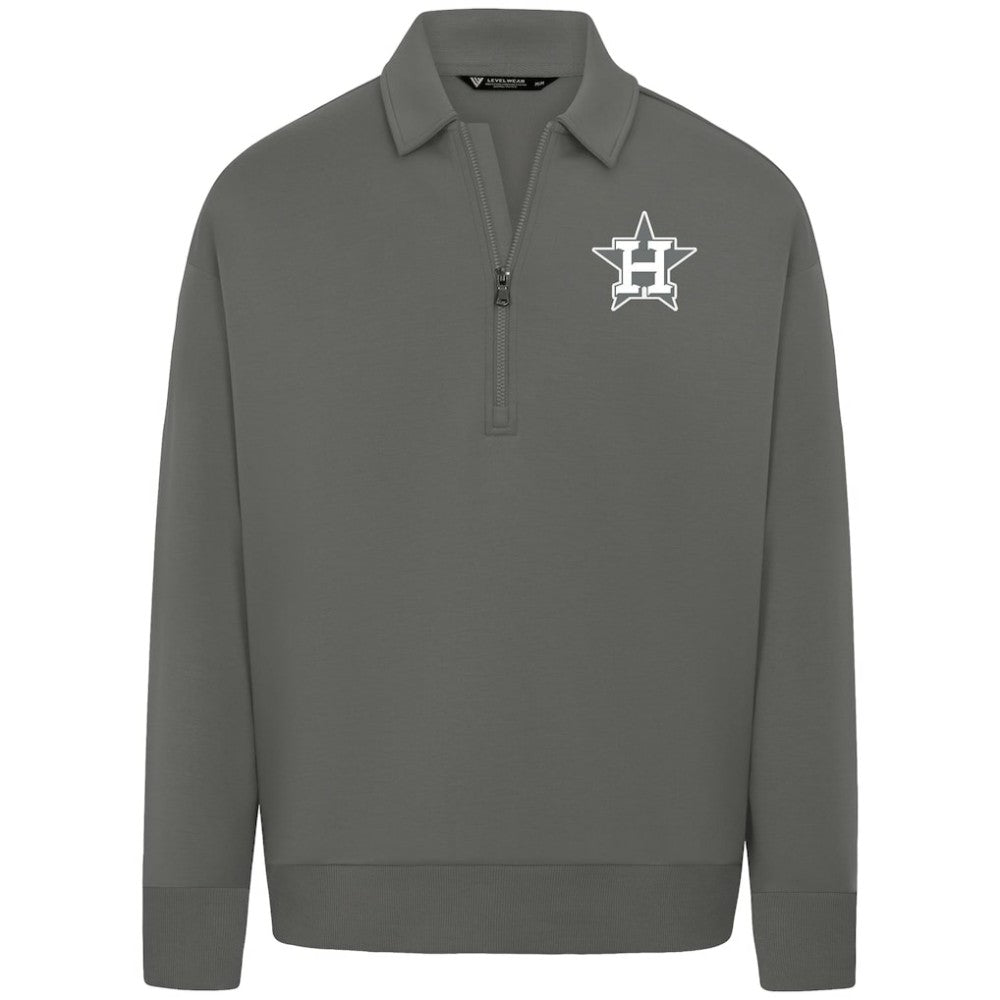 Houston Astros Levelwear Luxe Signature Quarter-Zip Chenille Logo Tri-Blend Sweatshirt - MLB Sweatshirts