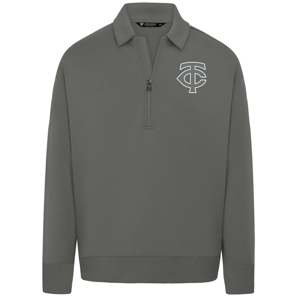 Minnesota Twins Levelwear Luxe Signature Quarter-Zip Chenille Logo Tri-Blend Sweatshirt - MLB Sweatshirts