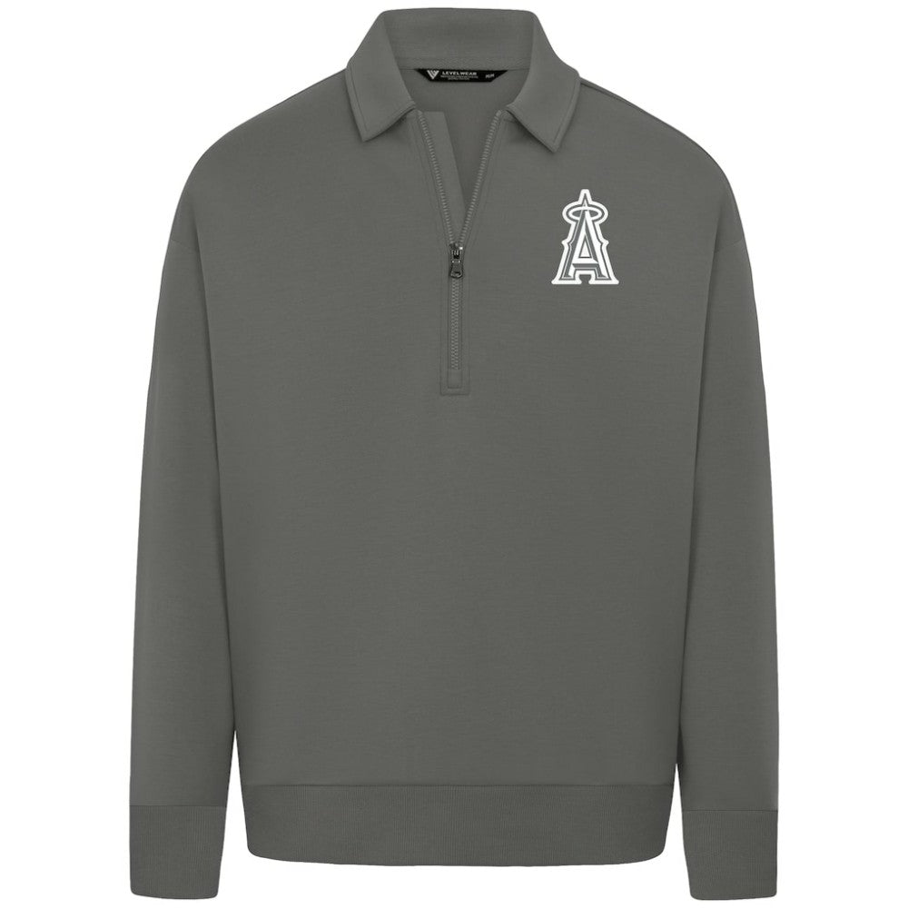Los Angeles Angels Levelwear Luxe Signature Quarter-Zip Chenille Logo Tri-Blend Sweatshirt - MLB Sweatshirts