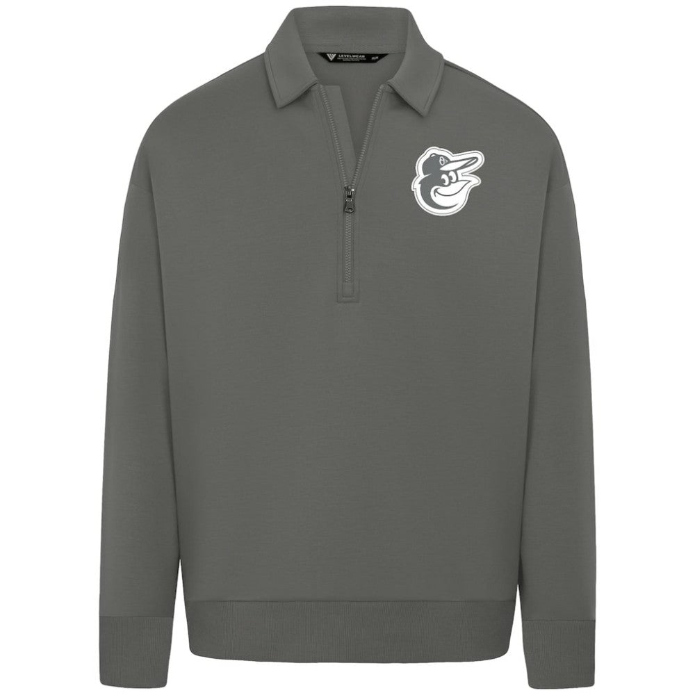Baltimore Orioles Levelwear Luxe Signature Quarter-Zip Chenille Logo Tri-Blend Sweatshirt - MLB Sweatshirts
