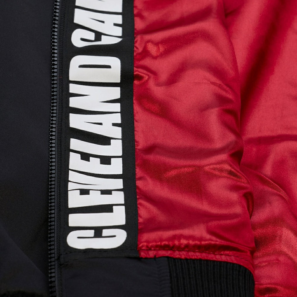 Black Cleveland Cavaliers Hardwood Classics Nights Walk the Tunnel Satin Bomber Full-Snap Hooded Jacket sale | NBA