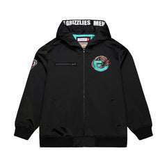 Black Memphis Grizzlies Hardwood Classics Nights Walk the Tunnel Satin Bomber Full-Snap Hooded Jacket | NBA