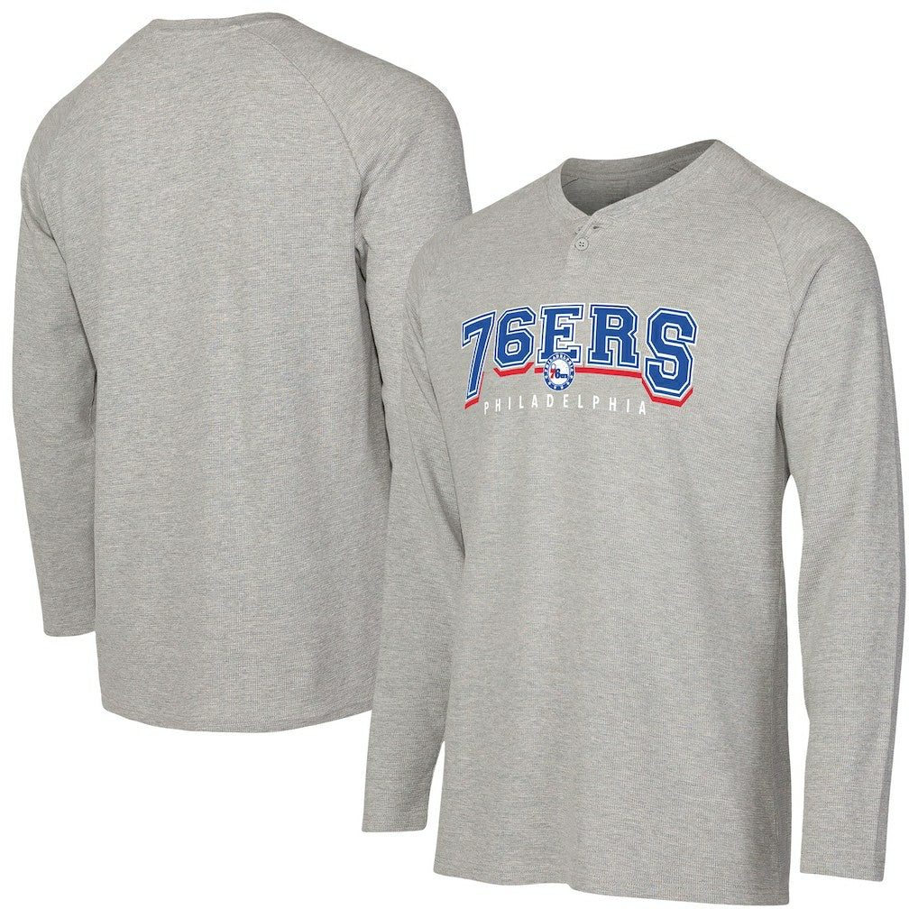 Gray Philadelphia 76ers Concepts Sport Hawthorn Thermal Knit Long Sleeve Henley T-Shirt | NBA