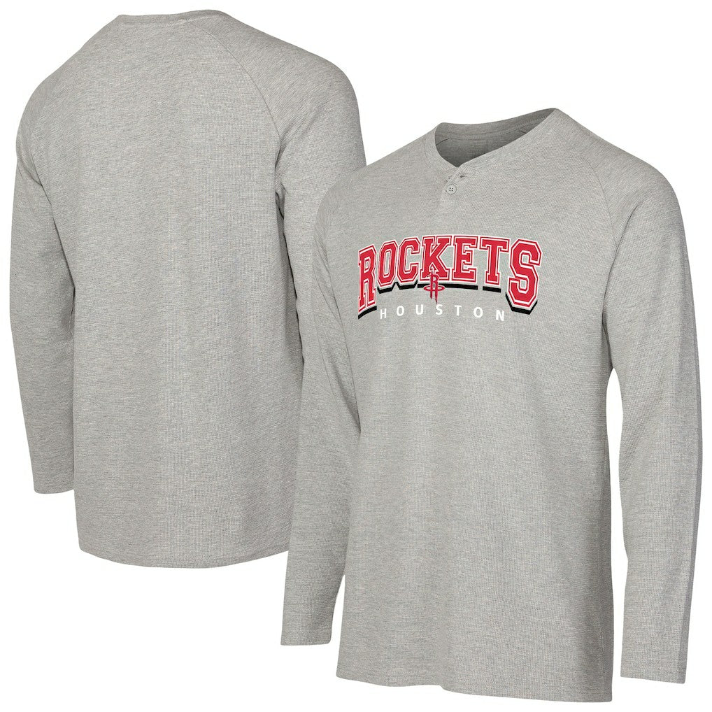 Gray Houston Rockets Concepts Sport Hawthorn Thermal Knit Long Sleeve Henley T-Shirt | NBA
