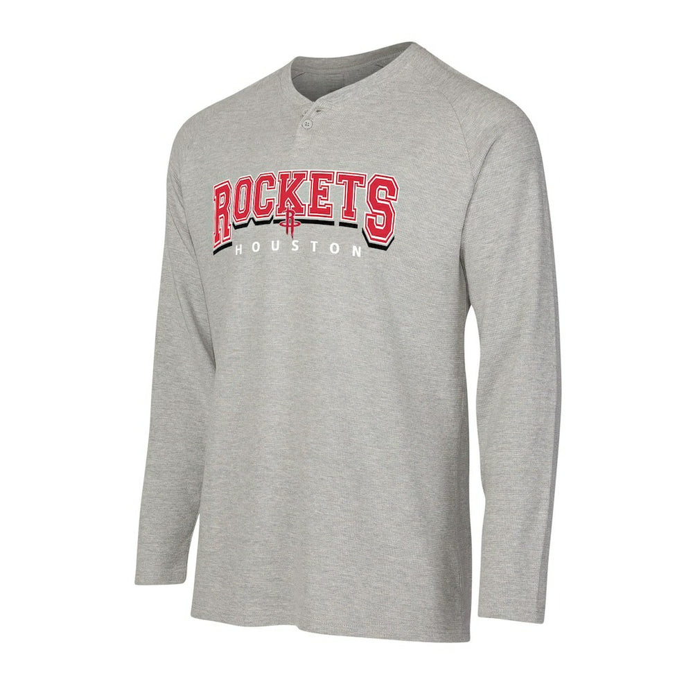 Gray Houston Rockets Concepts Sport Hawthorn Thermal Knit Long Sleeve Henley T-Shirt | NBA