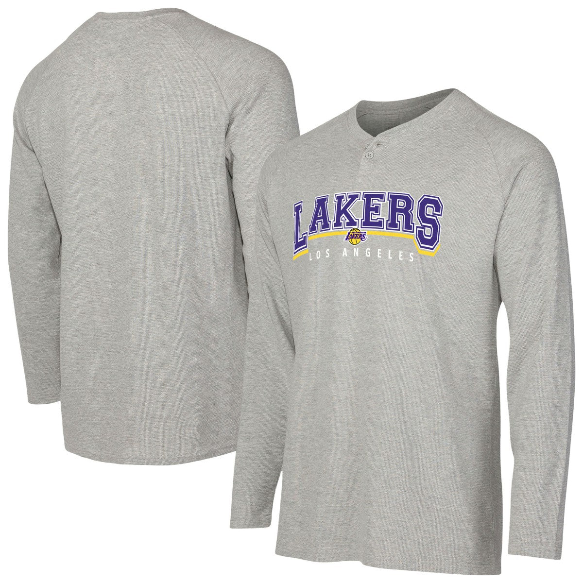 Gray Los Angeles Lakers Concepts Sport Hawthorn Thermal Knit Long Sleeve Henley T-Shirt | NBA