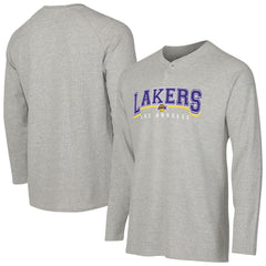 Gray Los Angeles Lakers Concepts Sport Hawthorn Thermal Knit Long Sleeve Henley T-Shirt | NBA