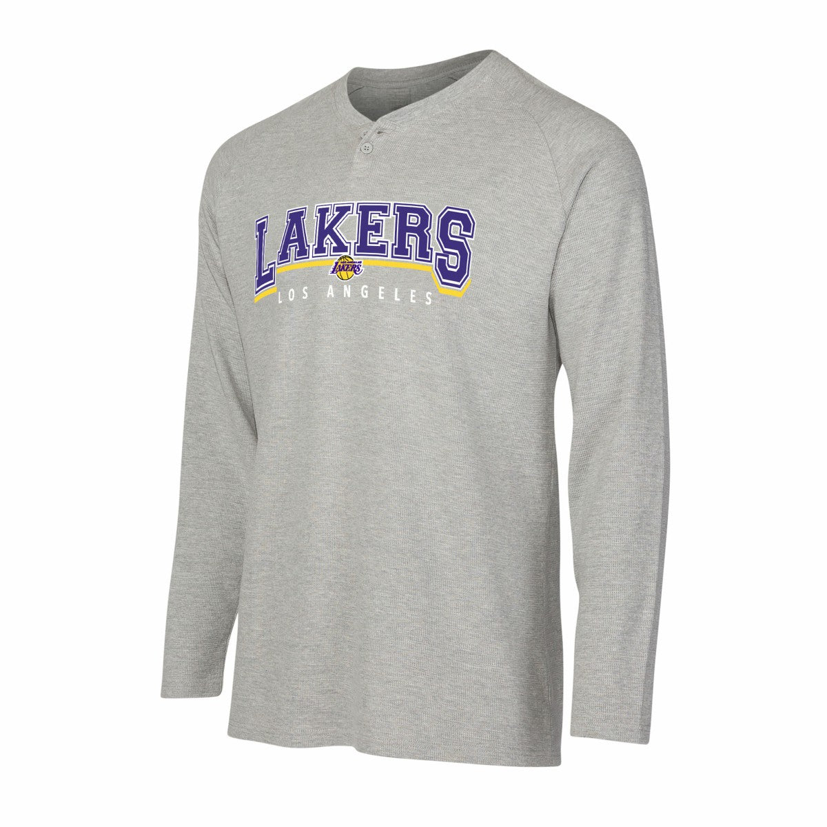 Gray Los Angeles Lakers Concepts Sport Hawthorn Thermal Knit Long Sleeve Henley T-Shirt | NBA