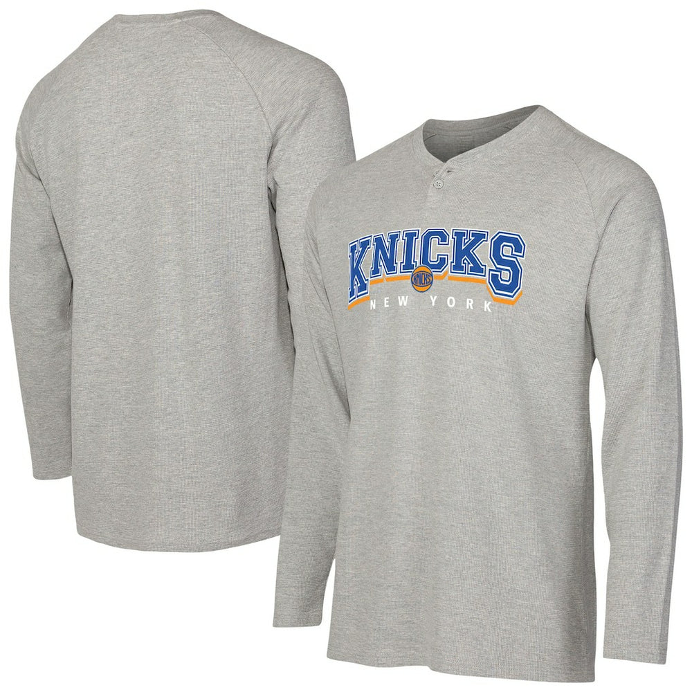 Gray New York Knicks Concepts Sport Hawthorn Thermal Knit Long Sleeve Henley T-Shirt | NBA