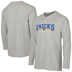 Gray New York Knicks Concepts Sport Hawthorn Thermal Knit Long Sleeve Henley T-Shirt | NBA