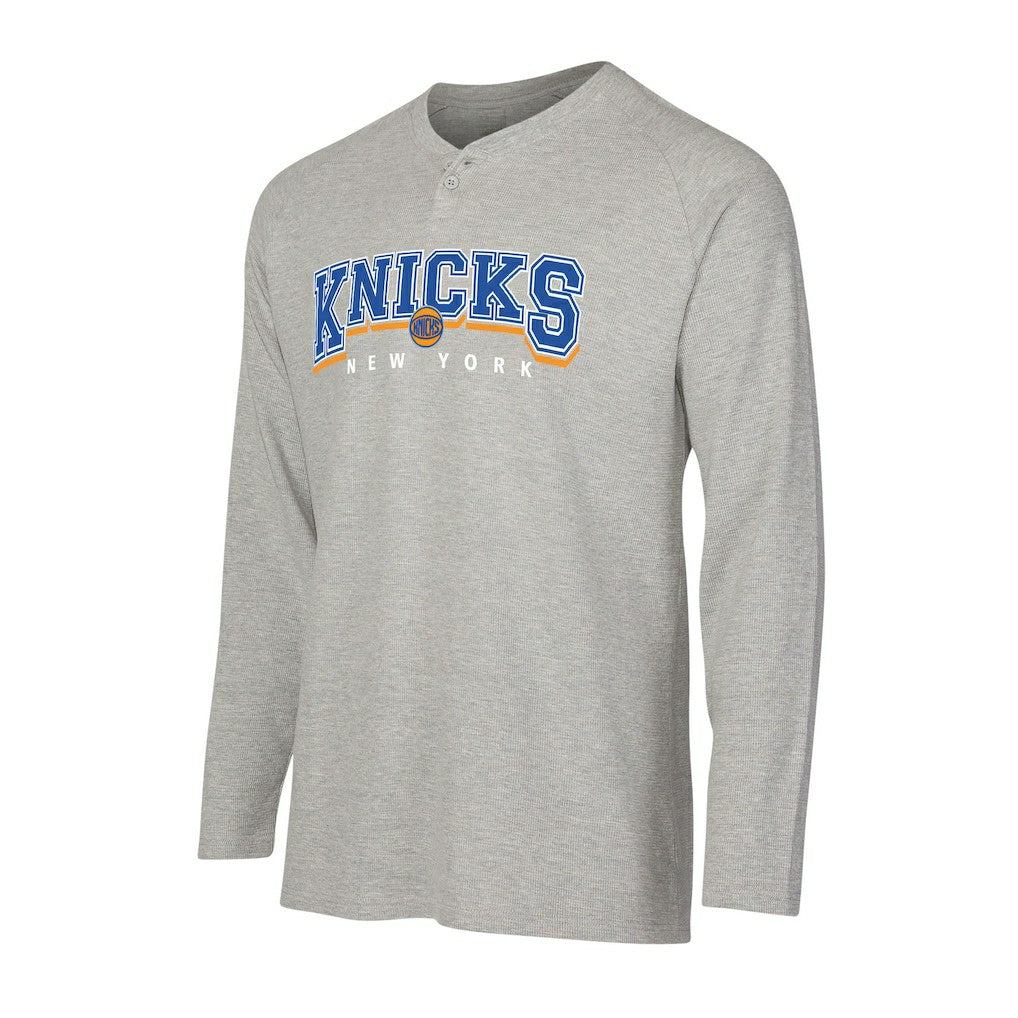 Gray New York Knicks Concepts Sport Hawthorn Thermal Knit Long Sleeve Henley T-Shirt | NBA