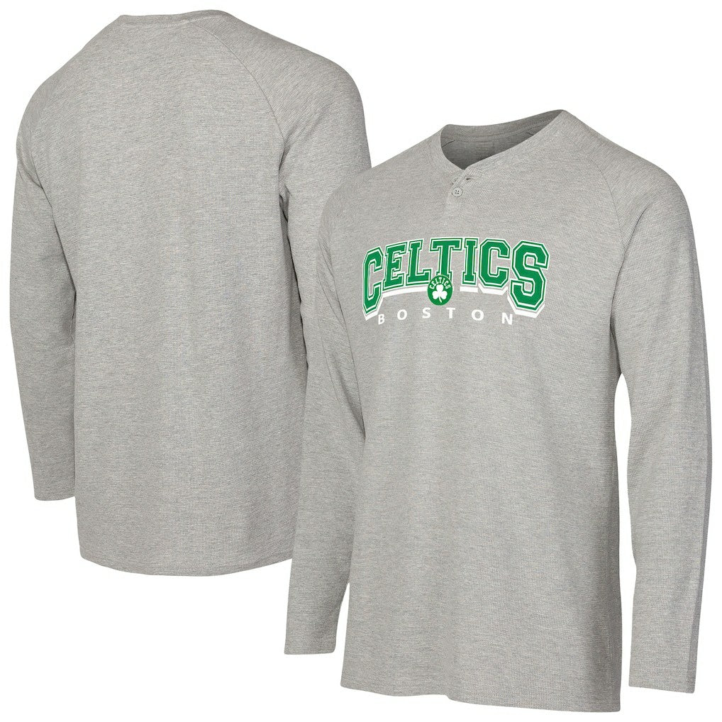 Gray Boston Celtics Concepts Sport Hawthorn Thermal Knit Long Sleeve Henley T-Shirt | NBA