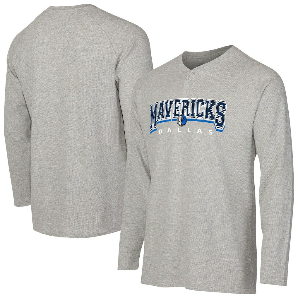 Gray Dallas Mavericks Concepts Sport Hawthorn Thermal Knit Long Sleeve Henley T-Shirt sale | NBA