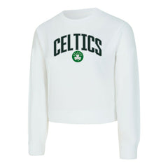 White Boston Celtics Concepts Sport Women's Laney Chenille Cropped Long Sleeve T-Shirt | NBA
