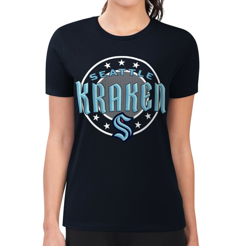 Seattle Kraken G-III 4Her by Carl Banks Women's Super-Slim Lightweight Pinstripe Circle Graphic T-Shirt -  NHL T-shirts