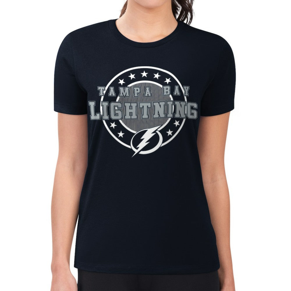 Tampa Bay Lightning G-III 4Her by Carl Banks Women's Super-Slim Lightweight Pinstripe Circle Graphic T-Shirt -  NHL T-shirts
