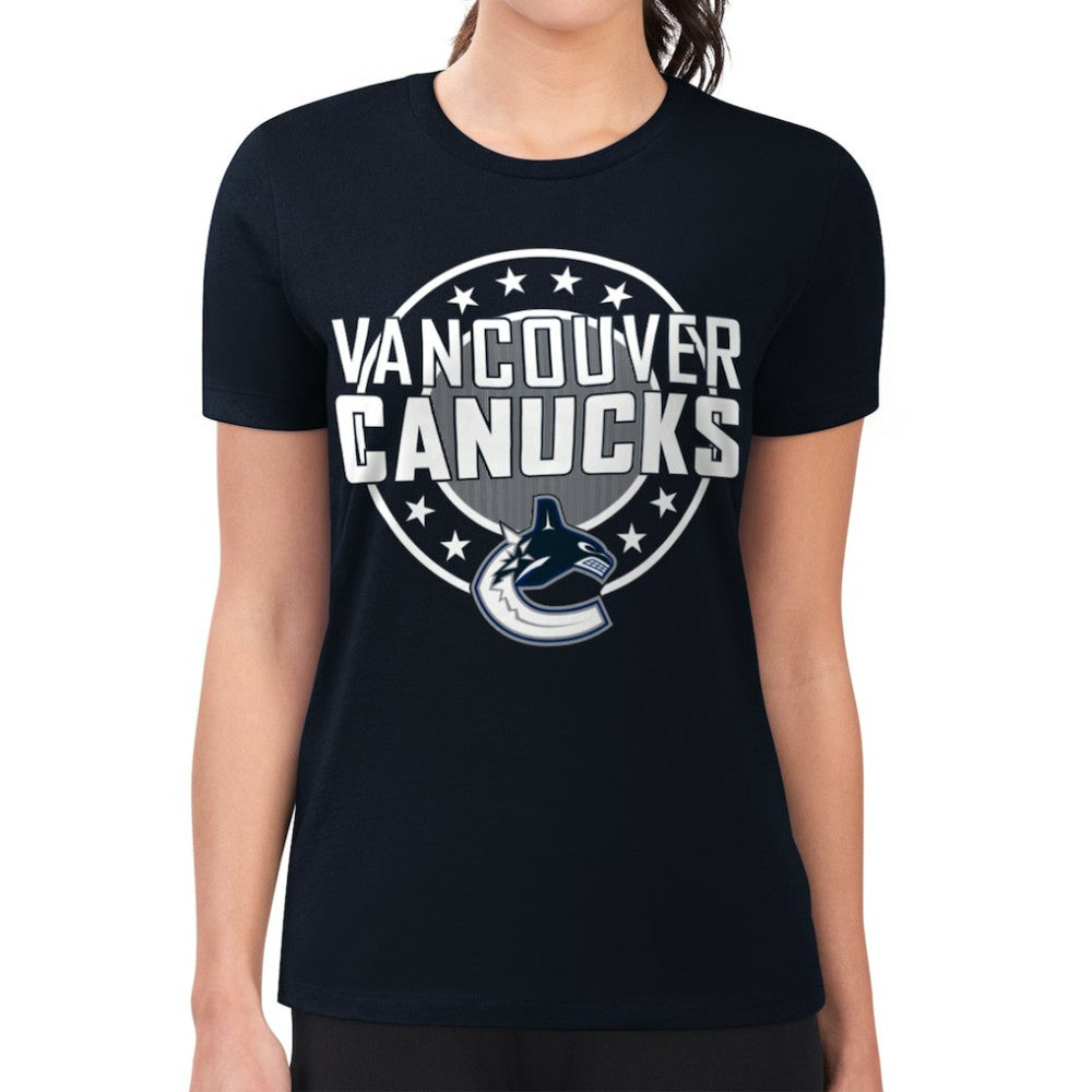 Vancouver Canucks G-III 4Her by Carl Banks Women's Super-Slim Lightweight Pinstripe Circle Graphic T-Shirt -  NHL T-shirts