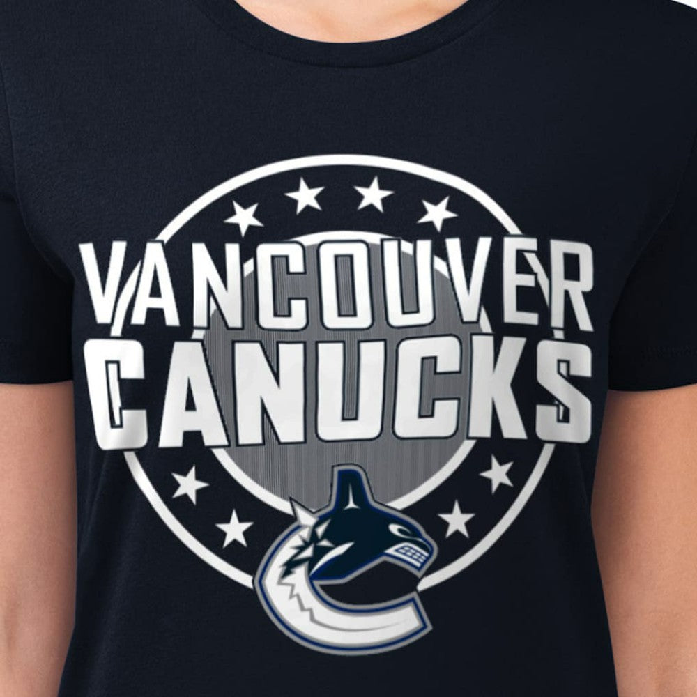 Vancouver Canucks G-III 4Her by Carl Banks Women's Super-Slim Lightweight Pinstripe Circle Graphic T-Shirt -  NHL T-shirts