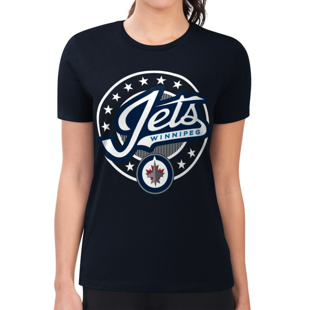 Winnipeg Jets G-III 4Her by Carl Banks Women's Super-Slim Lightweight Pinstripe Circle Graphic T-Shirt -  NHL T-shirts