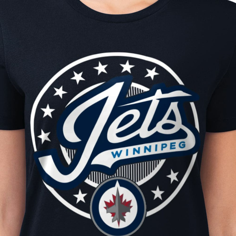Winnipeg Jets G-III 4Her by Carl Banks Women's Super-Slim Lightweight Pinstripe Circle Graphic T-Shirt -  NHL T-shirts