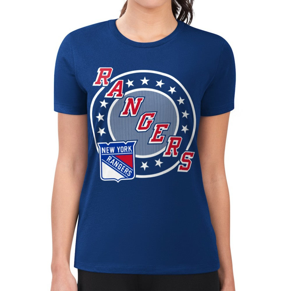 New York Rangers G-III 4Her by Carl Banks Women's Super-Slim Lightweight Pinstripe Circle Graphic T-Shirt -  NHL T-shirts