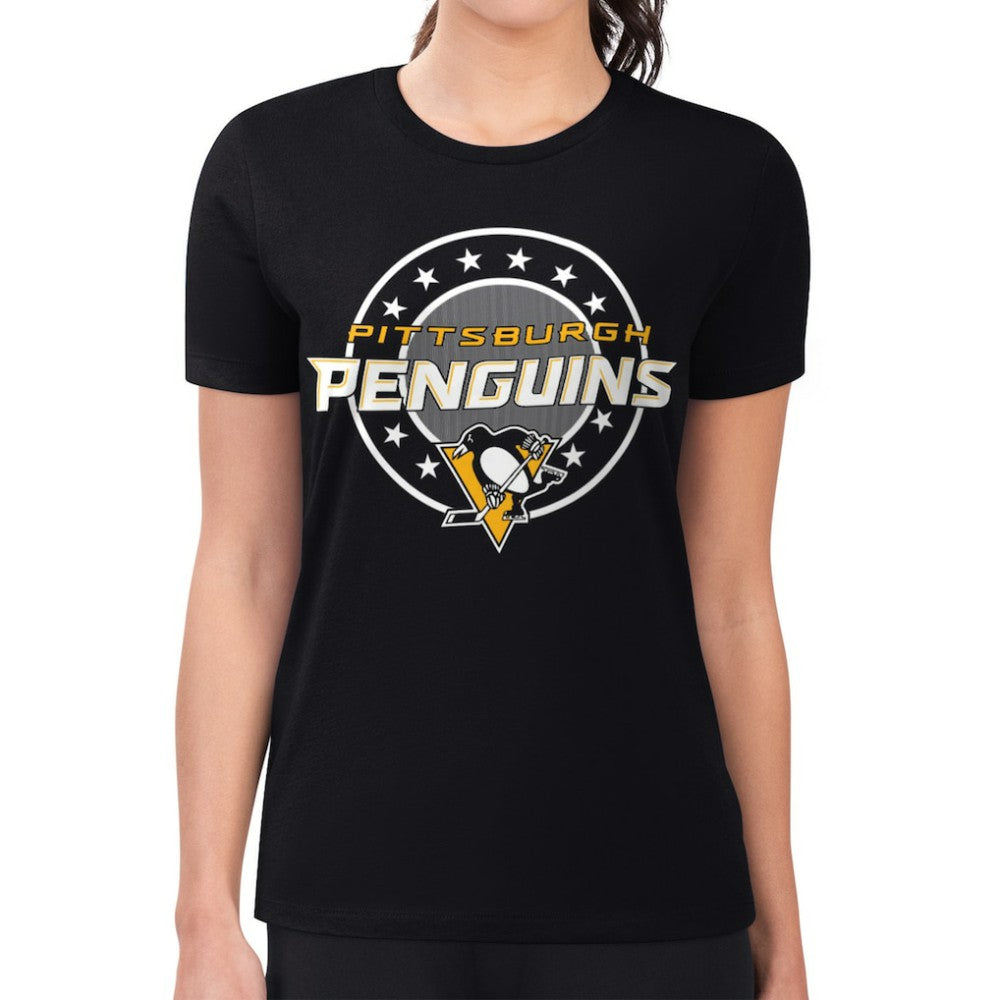 Pittsburgh Penguins G-III 4Her by Carl Banks Women's Super-Slim Lightweight Pinstripe Circle Graphic T-Shirt -  NHL T-shirts