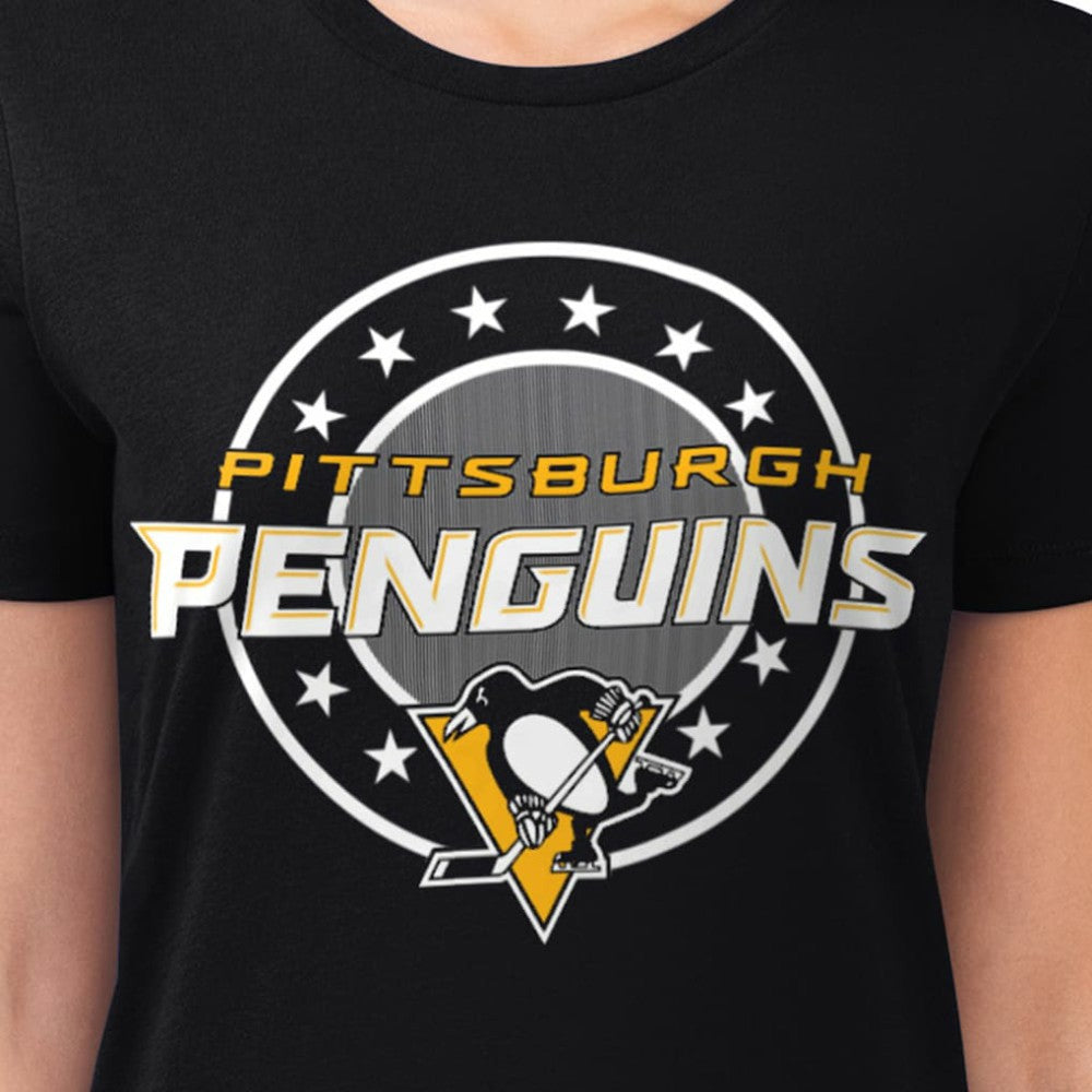 Pittsburgh Penguins G-III 4Her by Carl Banks Women's Super-Slim Lightweight Pinstripe Circle Graphic T-Shirt -  NHL T-shirts
