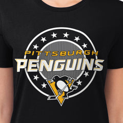 Pittsburgh Penguins G-III 4Her by Carl Banks Women's Super-Slim Lightweight Pinstripe Circle Graphic T-Shirt -  NHL T-shirts
