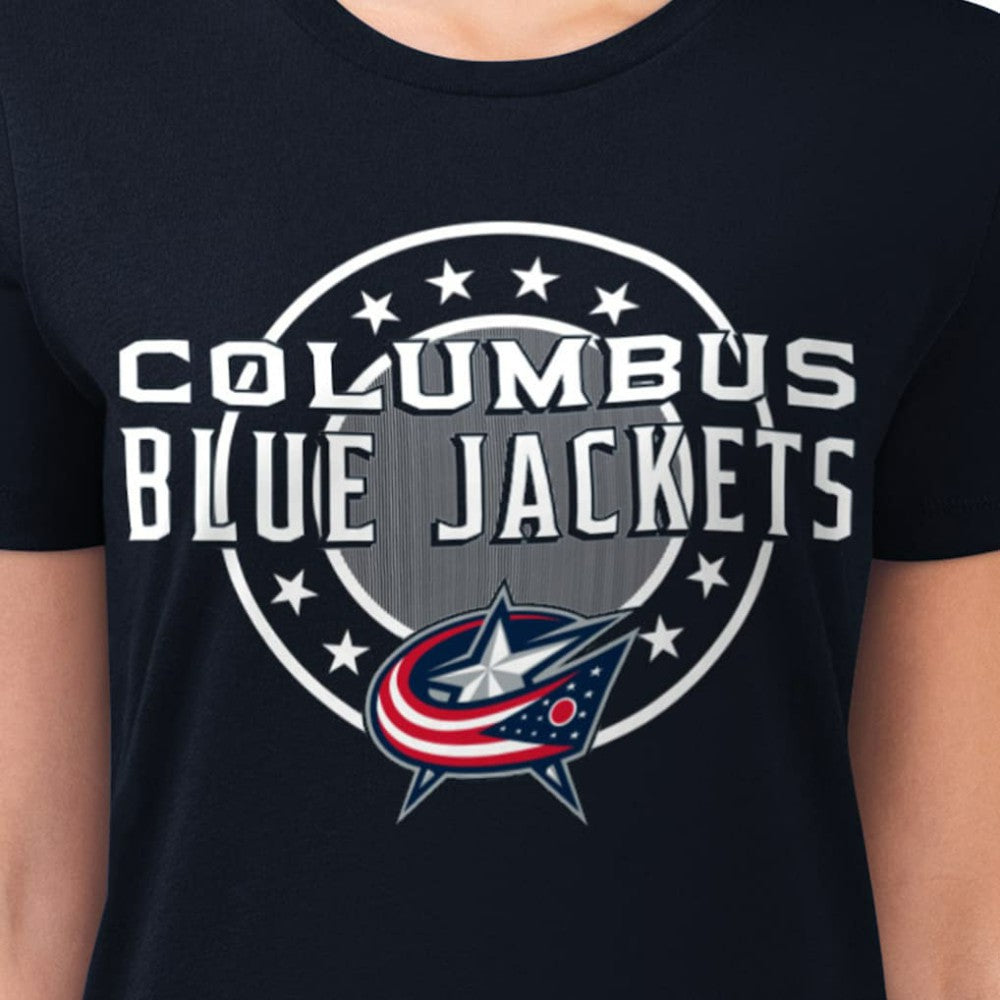 Columbus Blue Jackets G-III 4Her by Carl Banks Women's Super-Slim Lightweight Pinstripe Circle Graphic T-Shirt -  NHL T-shirts