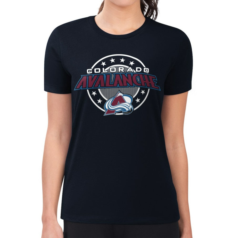 Colorado Avalanche G-III 4Her by Carl Banks Women's Super-Slim Lightweight Pinstripe Circle Graphic T-Shirt -  NHL T-shirts