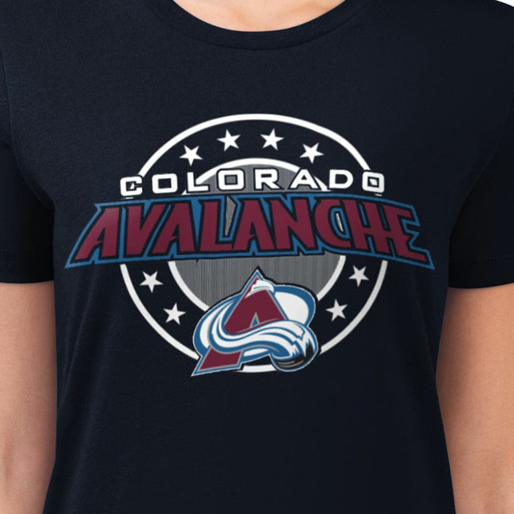 Colorado Avalanche G-III 4Her by Carl Banks Women's Super-Slim Lightweight Pinstripe Circle Graphic T-Shirt -  NHL T-shirts