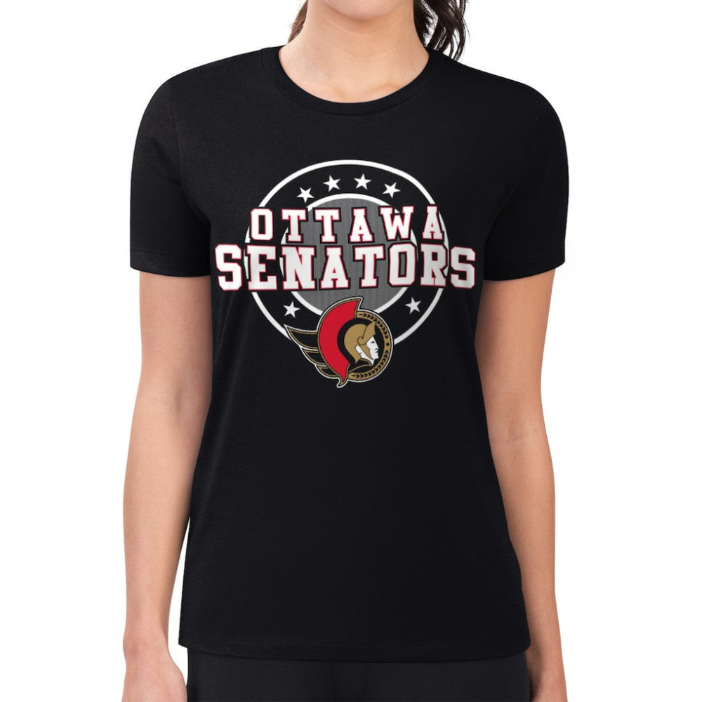 Ottawa Senators G-III 4Her by Carl Banks Women's Super-Slim Lightweight Pinstripe Circle Graphic T-Shirt -  NHL T-shirts