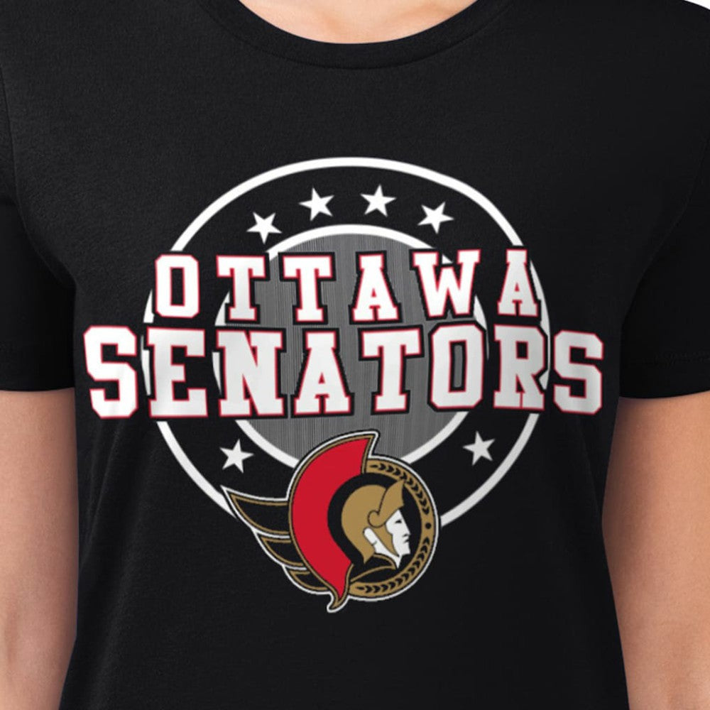 Ottawa Senators G-III 4Her by Carl Banks Women's Super-Slim Lightweight Pinstripe Circle Graphic T-Shirt -  NHL T-shirts
