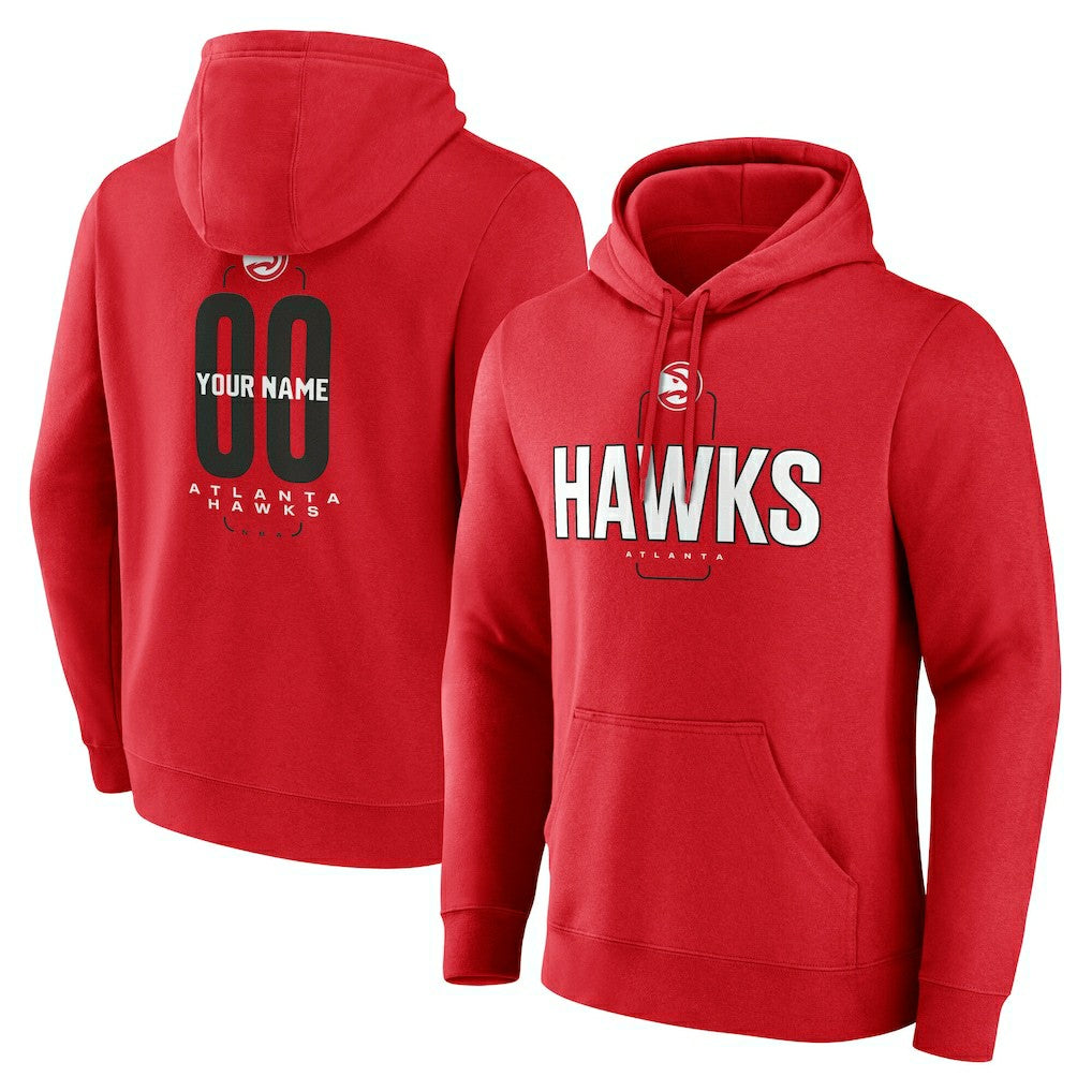 Red Atlanta Hawks Center Court Name & Number Custom Hoodie | NBA