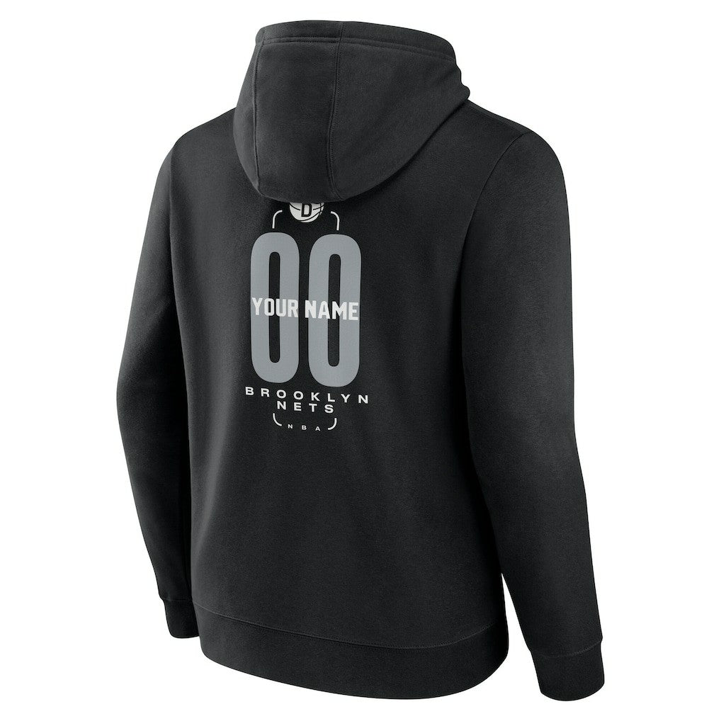 Black Brooklyn Nets Center Court Name & Number Custom Hoodie | NBA
