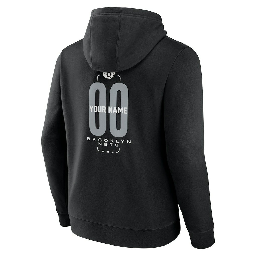 Black Brooklyn Nets Center Court Name & Number Custom Hoodie | NBA