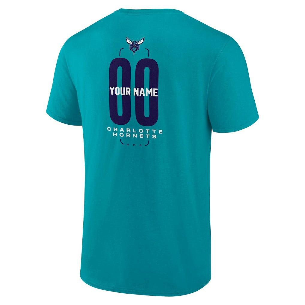 Teal Charlotte Hornets Center Court Name & Number Custom T-Shirt | NBA