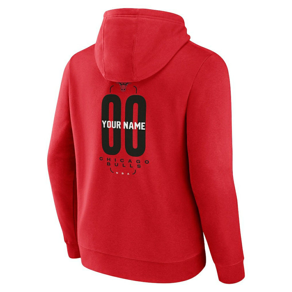 Red Chicago Bulls Center Court Name & Number Custom Hoodie | NBA